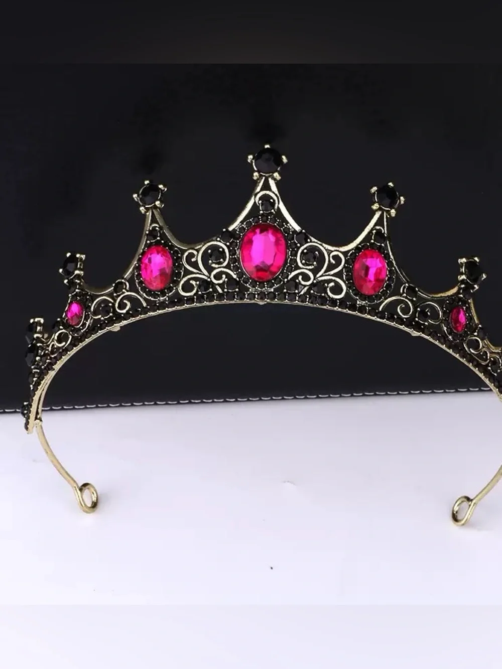 Vintage-Inspired Gold Tiara with Fuchsia Gemstones